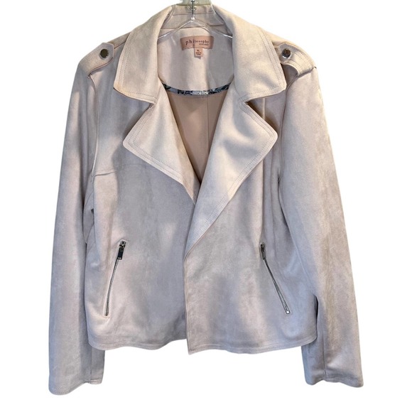 Philosophy Jackets & Blazers - Philosophy, Faux Suede, Blush Pink open front jacket, XL